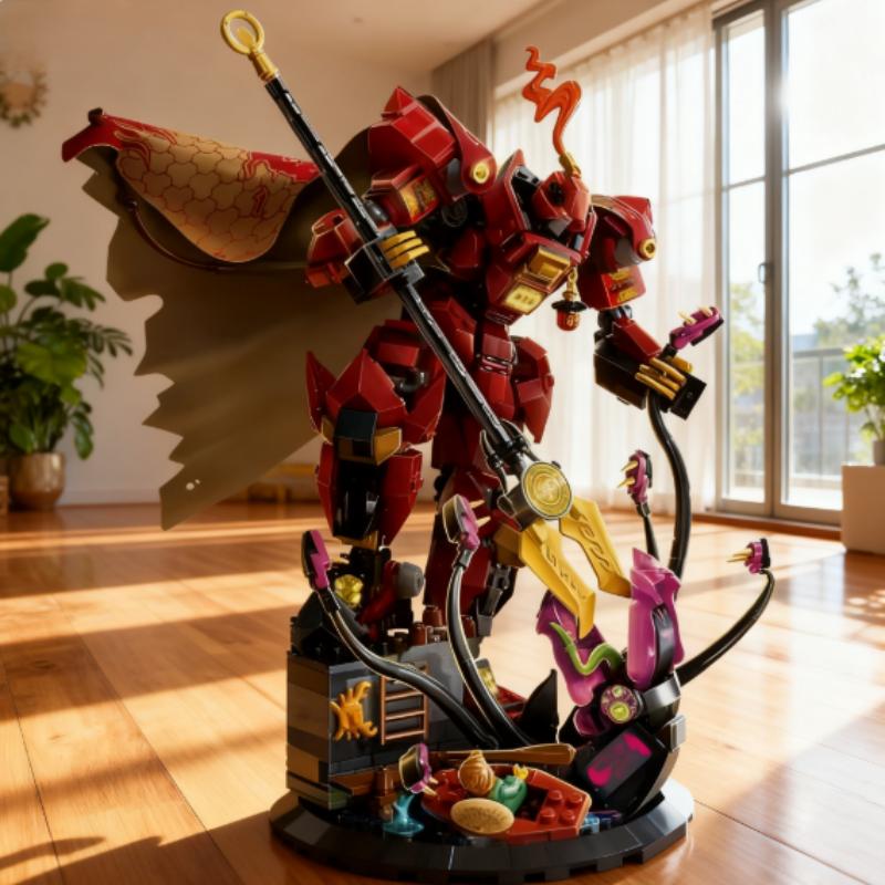 MOC Наборы 996 шт. Меха Огненный Рыцарь Конструктор 71846 Модель Меха Персонажа Кирпич Настольное Украшение Дисплей Игрушки Подарки