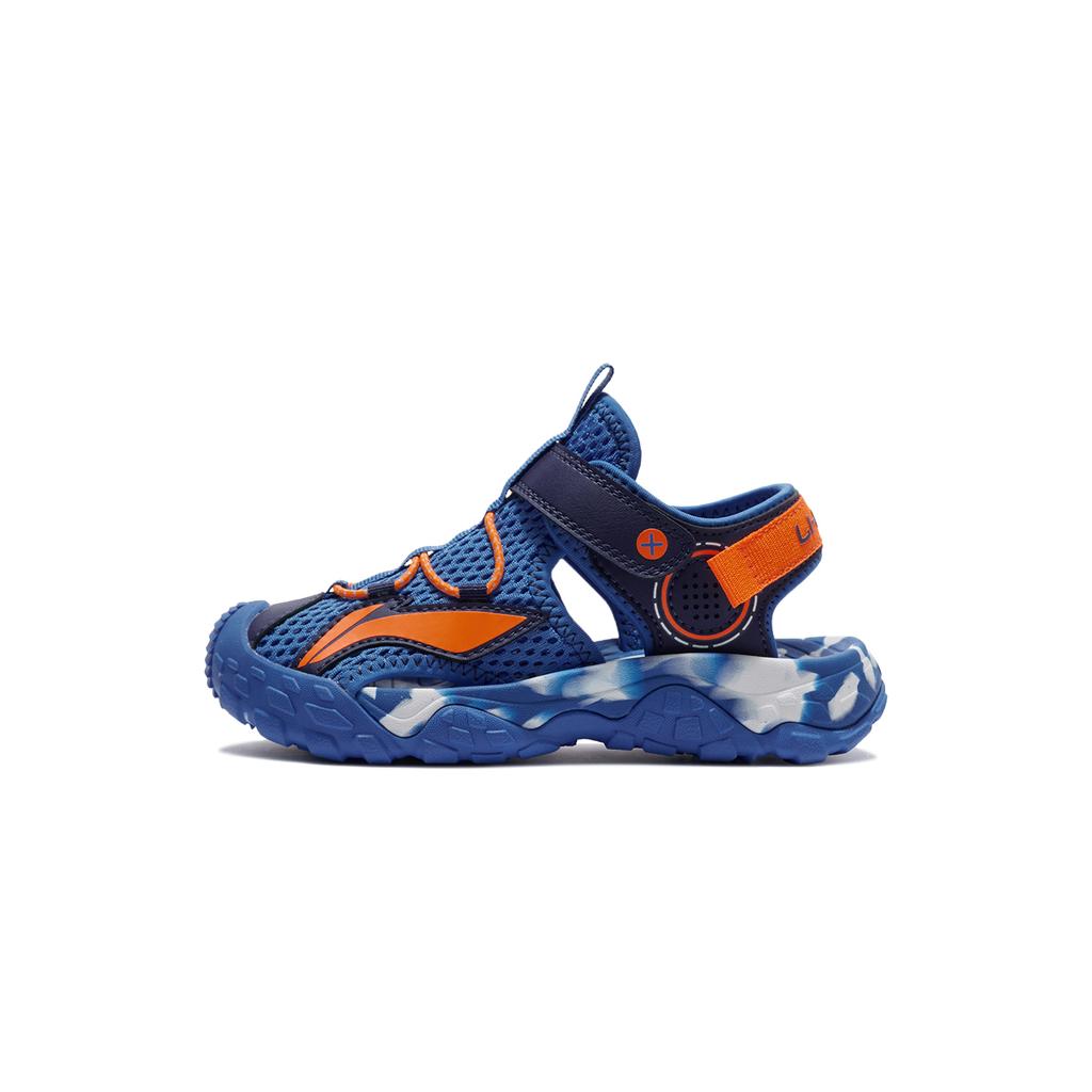 Li Ning Kids Sports Lifestyle Series Synthetic Leather Fabric Versatile Fashion Shoes Breathable Low-Top Sandals Kids Sandals Blue YKKS016-11