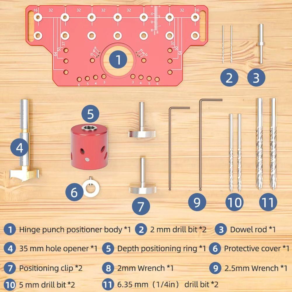 Регулируемая глубина сверления Шаблон-кондуктор для сверления Точное позиционирование Точный 2-в-1 Кондуктор для сверления дверных ручек Быстрое сверление