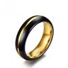 Мужское кольцо из вольфрамовой стали черного и золотого цвета 6 мм - TCR-060