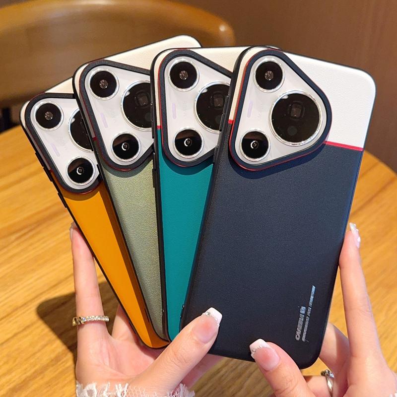 Чехол для Huawei Pura 80 70 Pro Plus Ultra Контрастный Цвет Матовая Кожа Защита Выступающей Линзы Мягкий Захват Телефона Задняя Крышка
