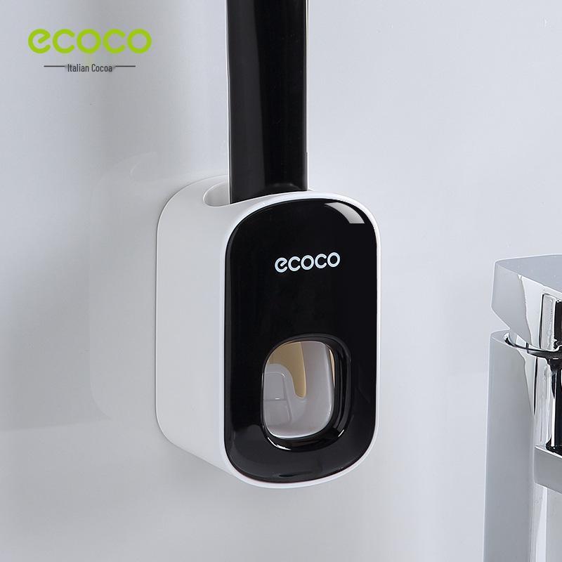 Ecoco Wall-Mounted Toothbrush Holder & Automatic Toothpaste Dispenser with Mouthwash Cup
