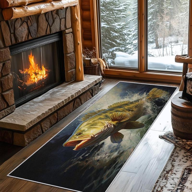 Ковер с принтом рыбы, уличная тематика, коврик с рисунком рыбы, абсорбирующий, противоскользящий коврик для спальни, гостиной, кухни, кабинета, прихожей