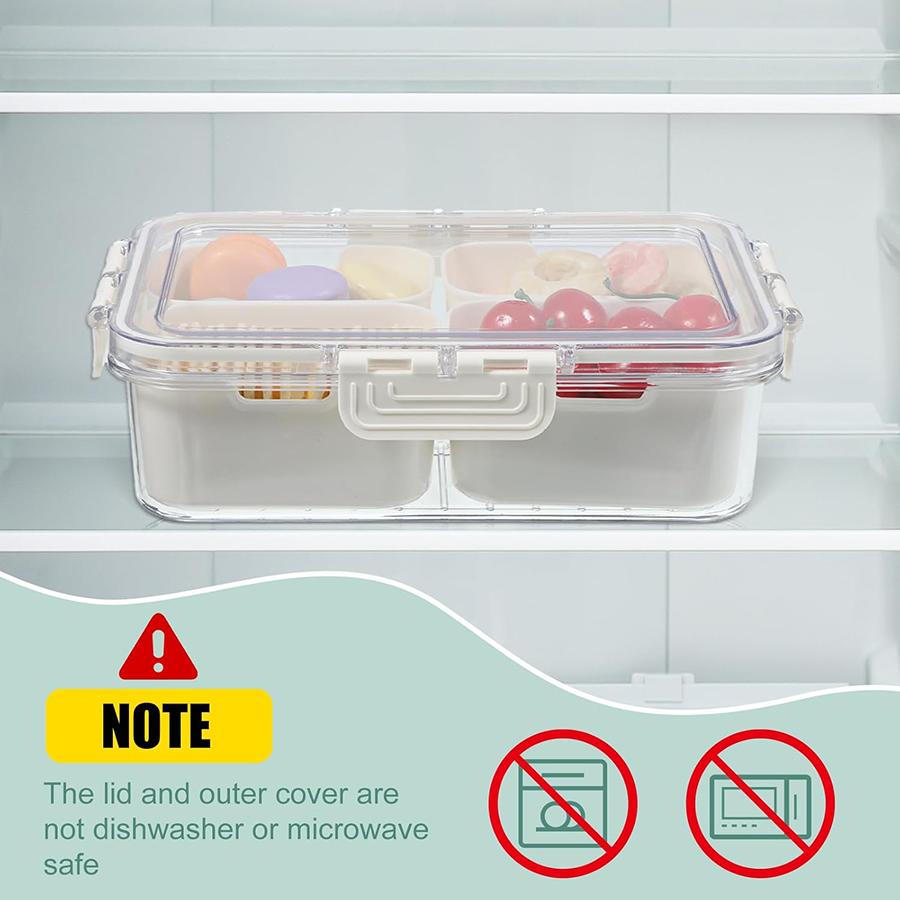 Разделенный поднос для сервировки с крышкой - Контейнер Snackle Box для портативных подносов с закусками - Прозрачный органайзер для конфет, ланч-бокс Bento