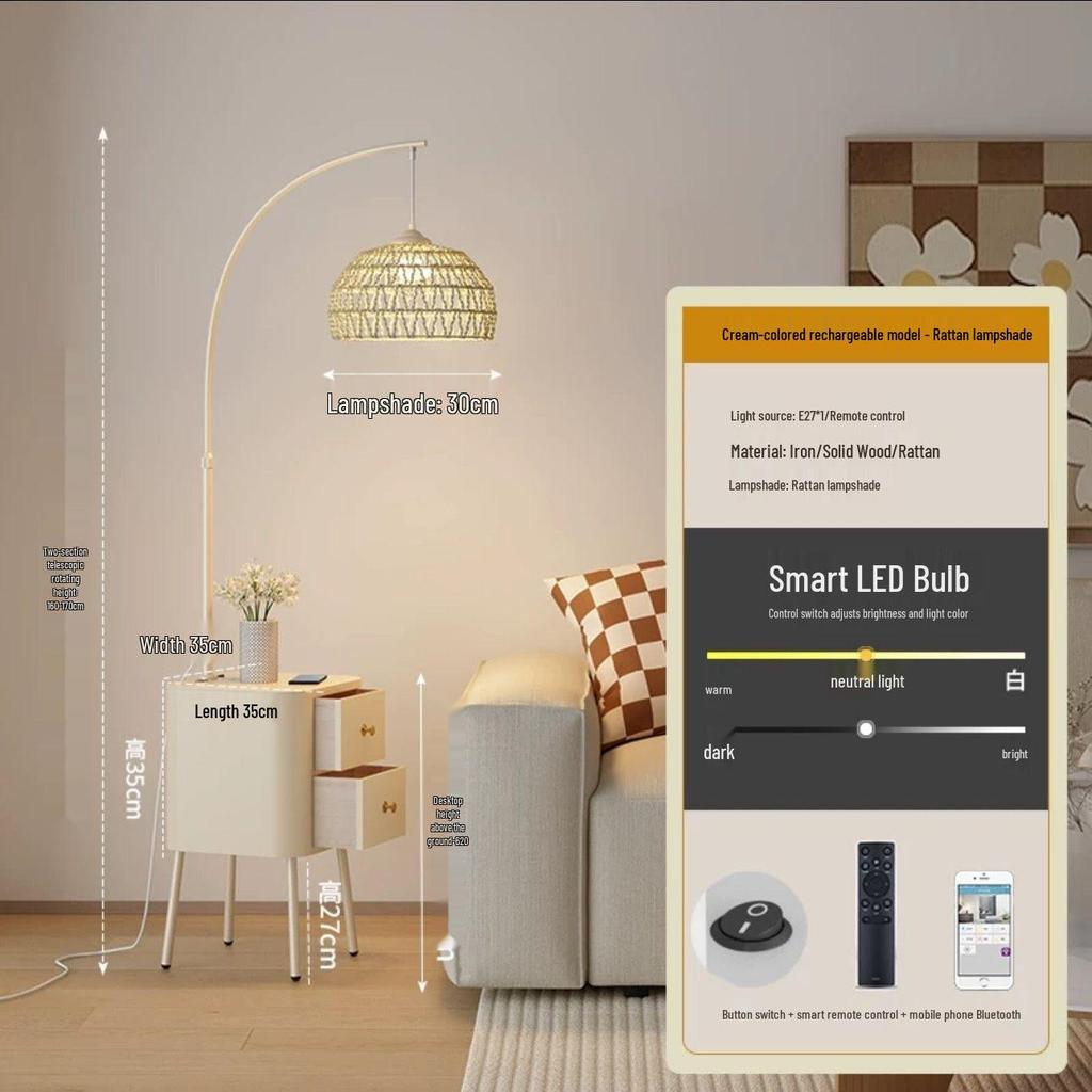 Современный кремовый торшер: Универсальный стиль для спальни, гостиной и прикроватной тумбочки