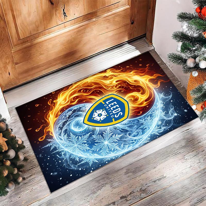 Ковер из хрустального бархата с принтом футбольного клуба Leeds United, Удобный, Впитывающий влагу, Нескользящий, Для помещений