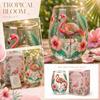 Стеклянный стакан с фламинго и тропическим цветочным дизайном, без ножки, с золотым ободком, для повседневного использования и особых случаев
