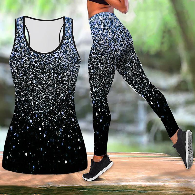 Fragmented Starlight Print Yoga Outfit for Women Fashion Workout Leggings Fitness Sports Casual Yoga Pants