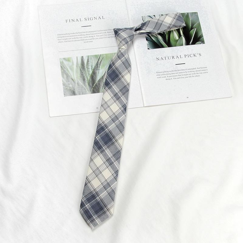 Лимонный Плед Галстук для Школьной Формы с Морской Солью - Ручная Работа в Японском Академическом Стиле для Мужчин и Женщин