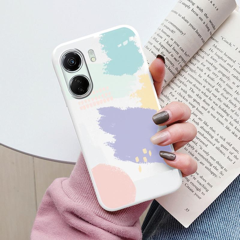 Cute Cat Case For Redmi 13C 4G Silicone Soft Back Cover Lovely Cartoon Painted Capa Shell For Redmi 13 14C 12 12C Couple Bags