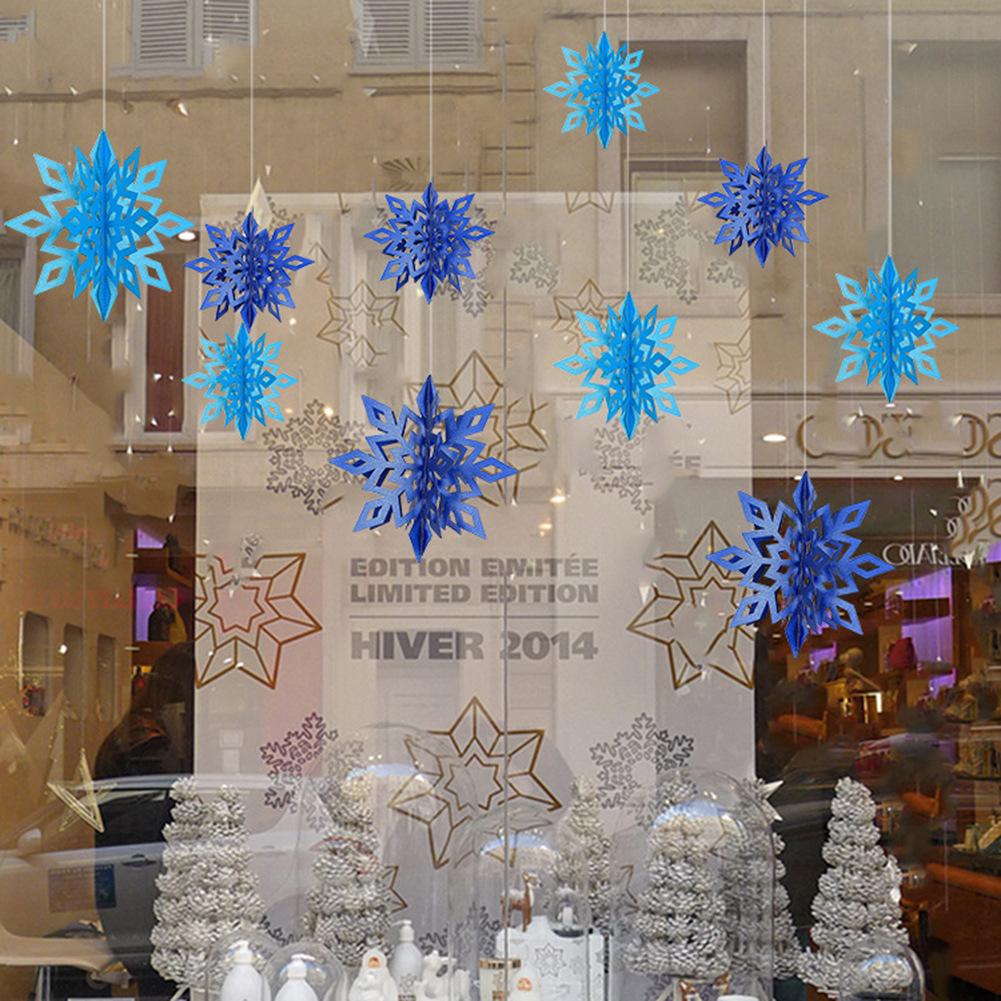 6Pcs 3D Snowflake Pendant Paper Christmas Snowflake Pendant Snowflake Pendant Holiday Party Decorations