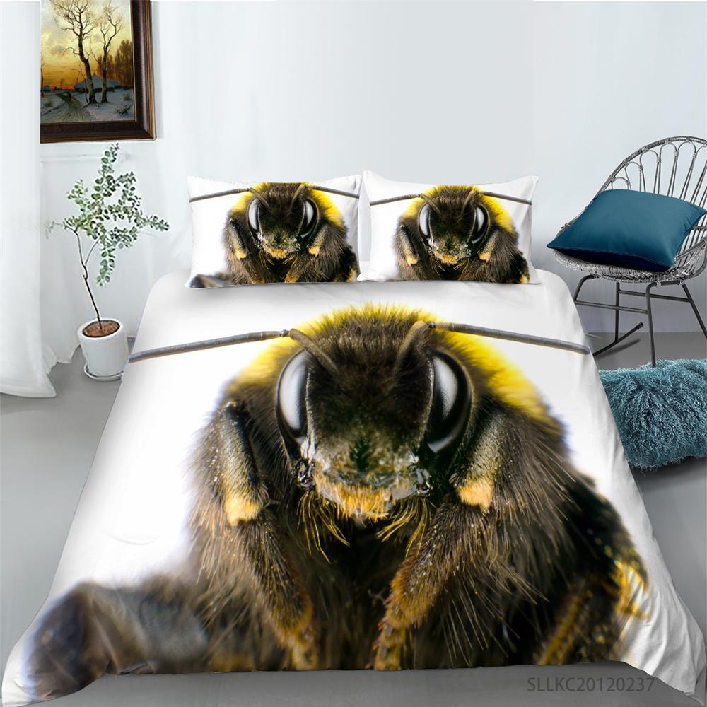 Kids Bedding Set 3D Bee Print Quilt Kids School Adults Bed Set Microfiber Fashion Home Bedclothes Duvet Covers