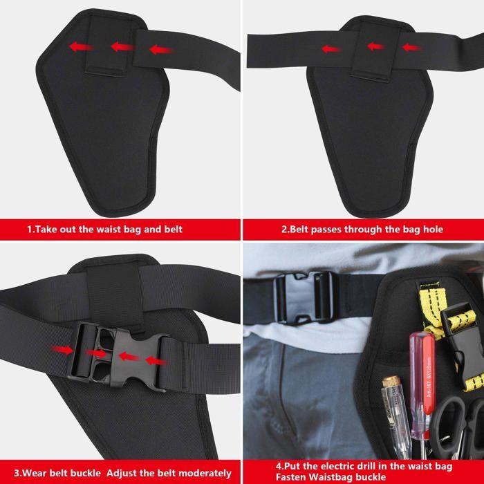 Ceinture porte-outils - tool belt - ajustable - tissu oxford 600d - plusieurs poches