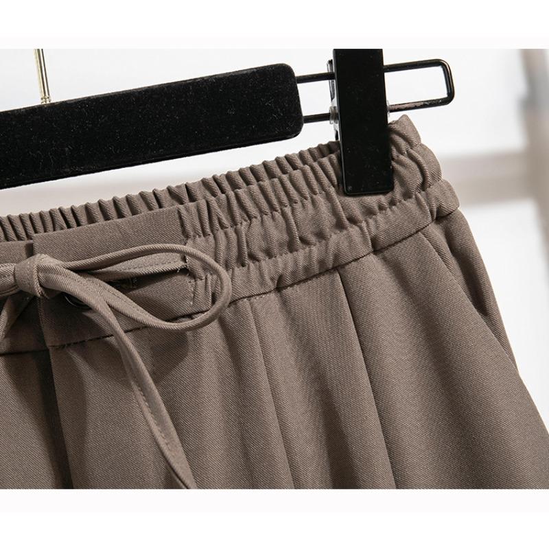 Женские брюки больших размеров на весну и осень, широкие брючные костюмы с завязками, повседневные прямые брюки с драпировкой