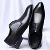Spring Men's Korean Version Pointed Non Slip Small Leather Shoes Classic Black Lace Up Comfortable Business Casual Leather Shoes