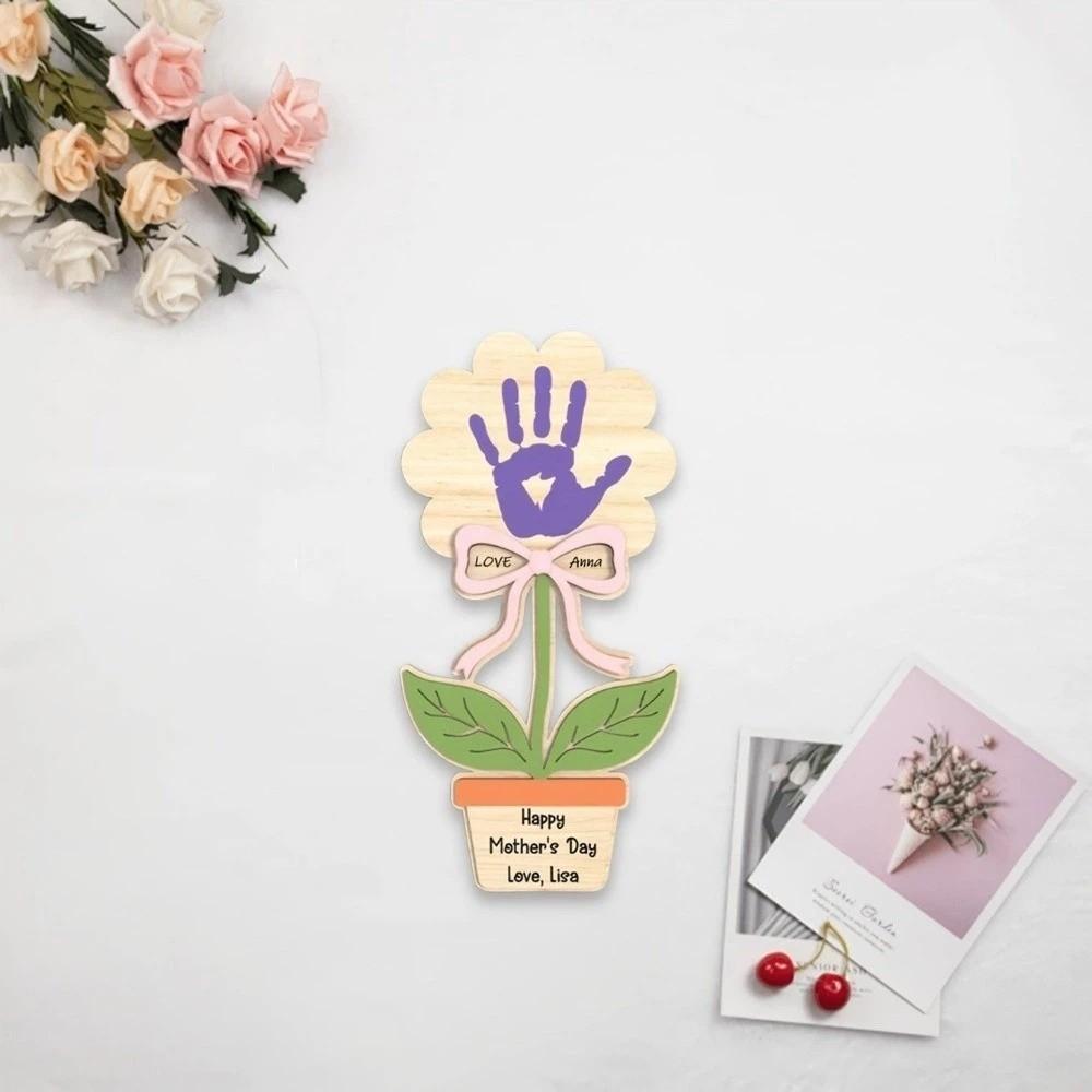 Hand Painted Mother's Day Plaque Decoration Wooden Flower Craft Mother's Day Gift