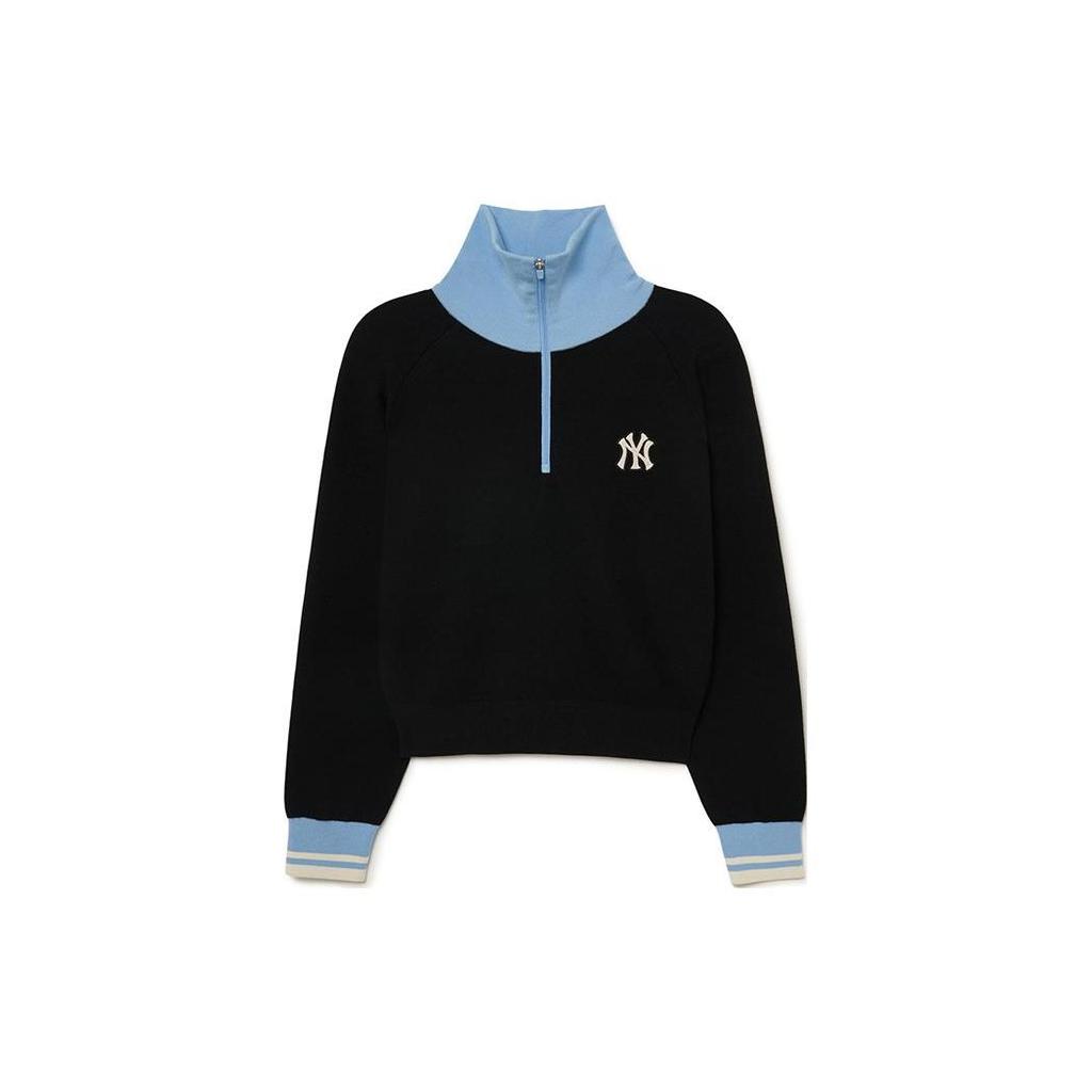 MLB College Style FW23 New York Yankees High Neck Casual Loose Pullover Long Sleeve Knit Sweater Unisex sweater Black 3FKPV0134-50BKS