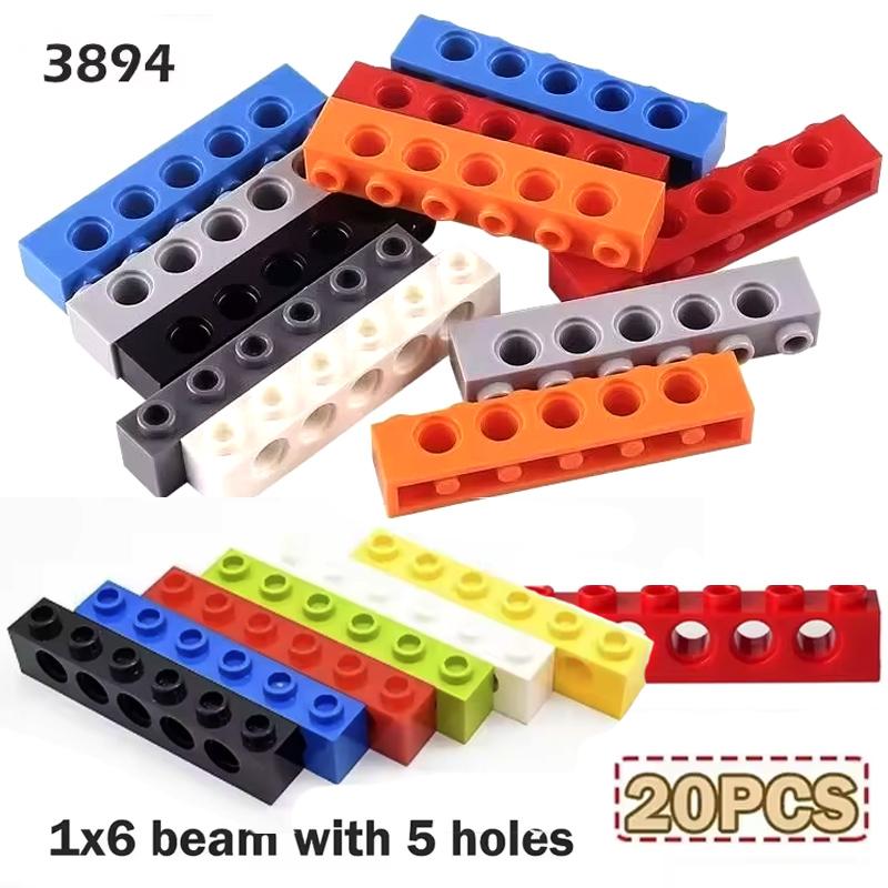20 шт. MOC 3894 Технические Строительные Блоки Детали 1x6 Балка с 5 Отверстиями Перфорированная Сборка DIY Игрушечные Кирпичи Запасные Аксессуары