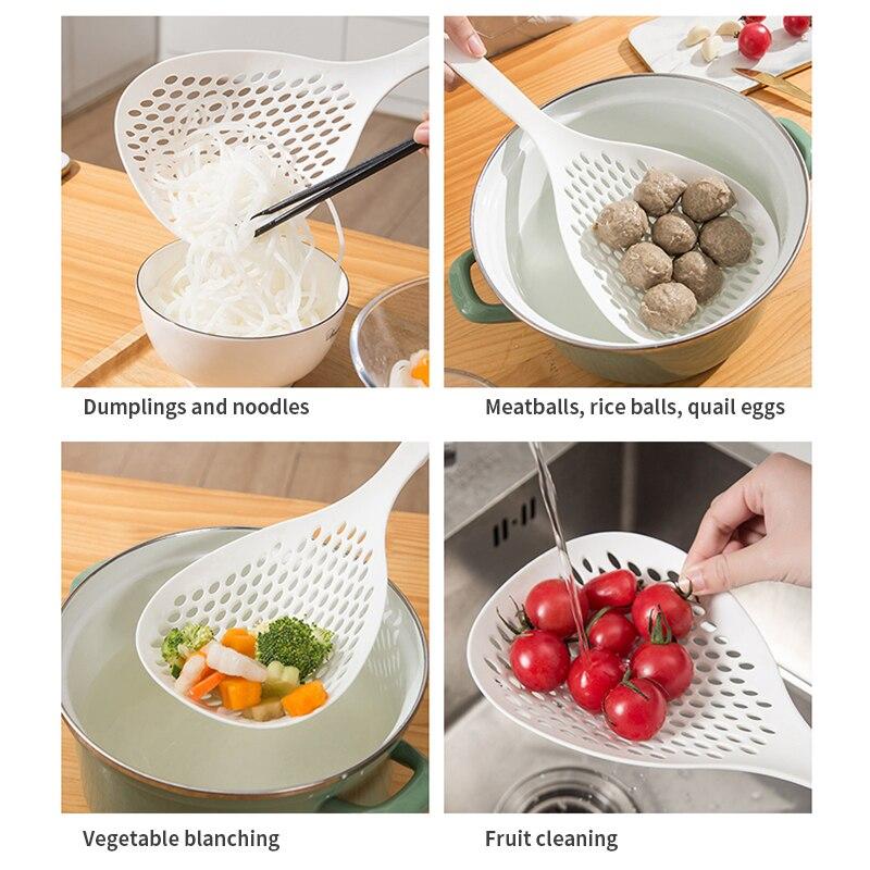 Food Strainer Scoop Kitchen Plastic Colander Large Skimmer Strainer Handy Filter Colanders Kitchen Tools