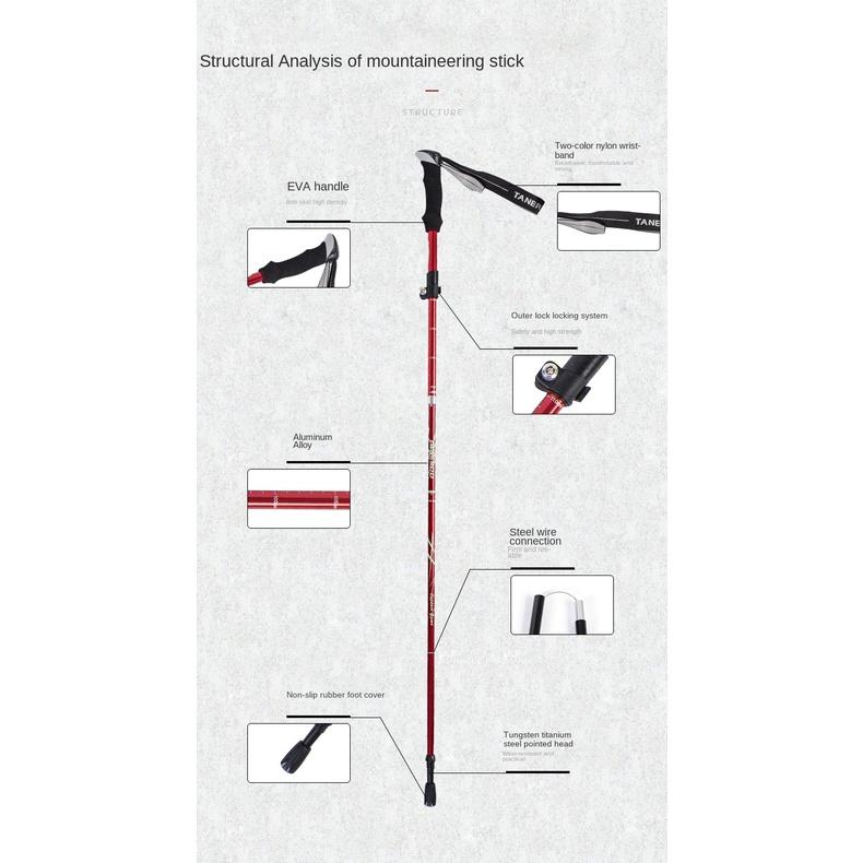 Палка для скалолазания, складная палка из алюминиевого сплава, сверхлегкая, ультра-короткая телескопическая уличная трость для ручного скалолазания, походная палка