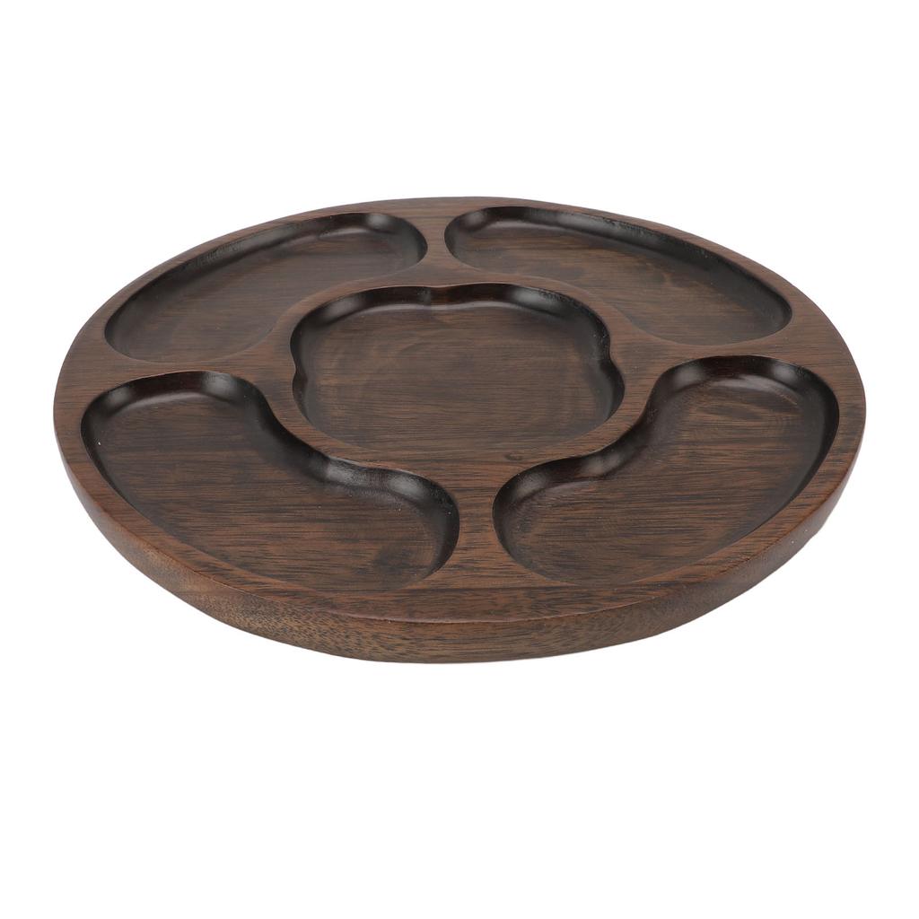 Деревянный поднос Разделенный сервировочный поднос для закусок, снеков, овощного ассорти, декоративное секционное блюдо для вечеринки, шведского стола B