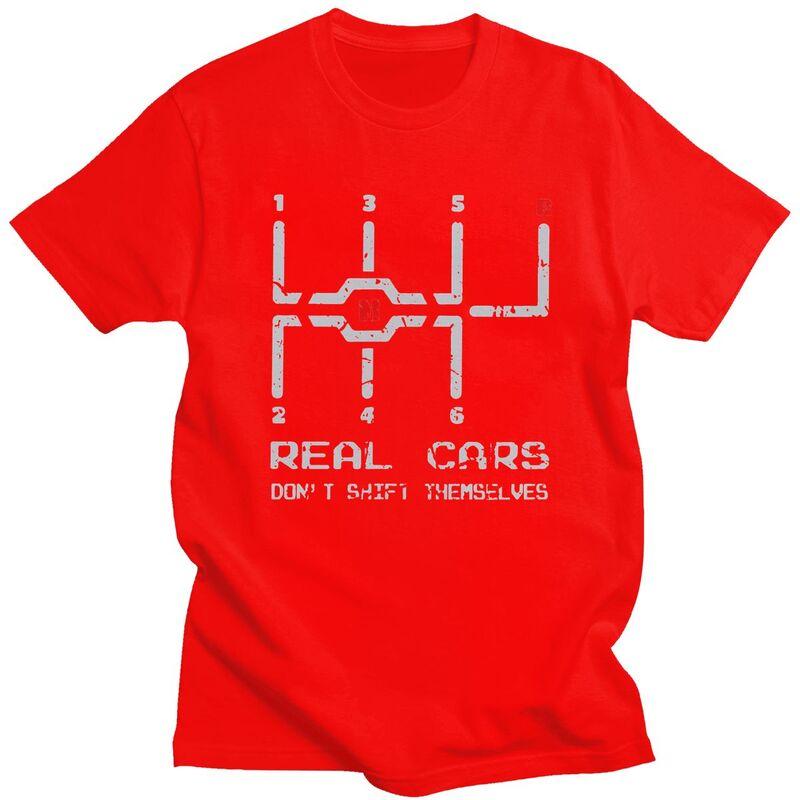 Real Cars Dont Shift Themselves Distressed Drifting T Shirt for Men Tshirt Streetwaer Short Sleeve Tee Shirt Clothing Gift