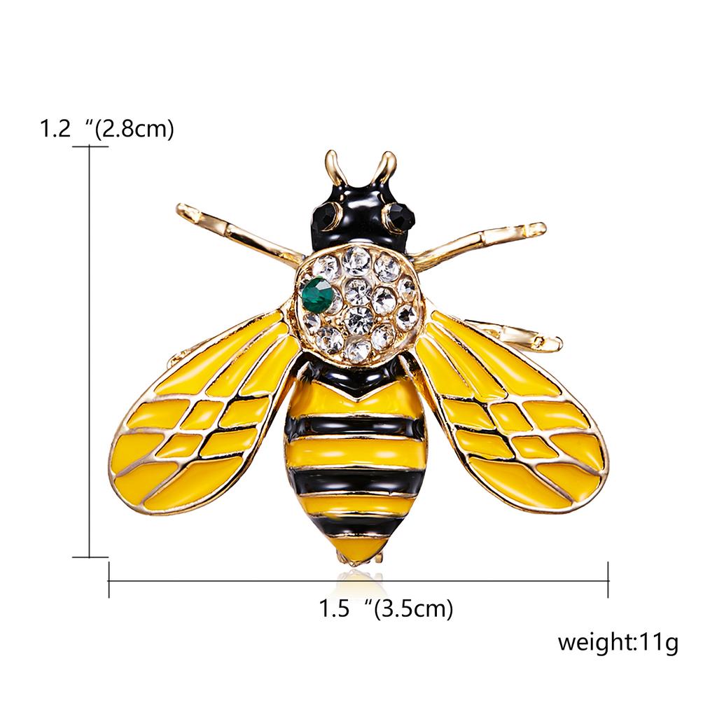 Rinhoo Delicate Little Bee Brooch Crystal Rhinestone Insect Ant Flying Bee Animal Honeybee Enamel Pins Broach Needle Badge Gifts