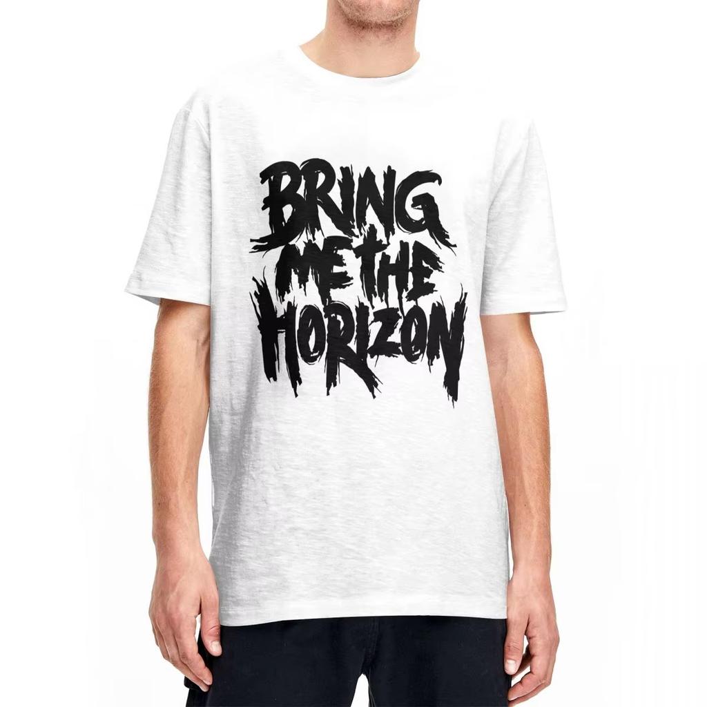 Футболка Bring My Horizon Футболка BMTH Music Футболка с коротким рукавом Y2K Забавный топ Летний хлопок Круглый вырез Очень большая Харадзюку
