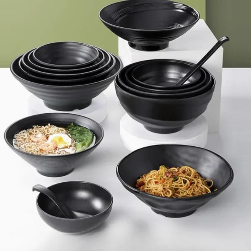 Меламиновая посуда Миска Имитация фарфора Черная Круглая Суповая миска Специальная миска для домашней лапши ламян Кухонная утварь