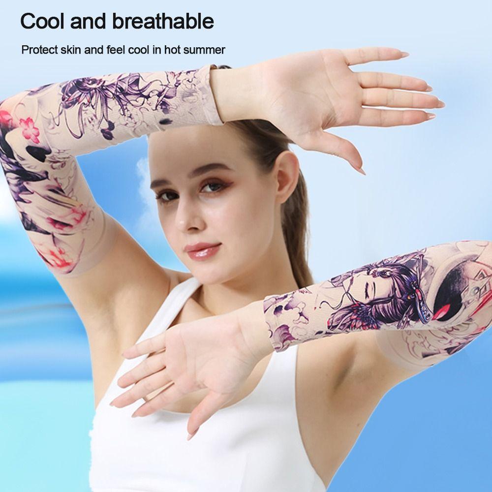 Protection Basketball Summer Cooling Sun Protection Flower Arm Sleeves Arm Cover Tattoo Arm Sleeves