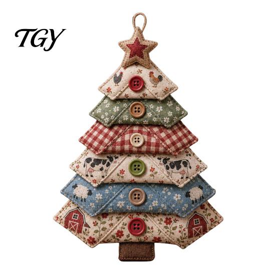 Handmade Seasonal Home Decor DIY Quilted Fabric Tree Kit, Halloween Sewing Craft Quilting Crafts for Christmas Hanging Ornament Holiday Party Display