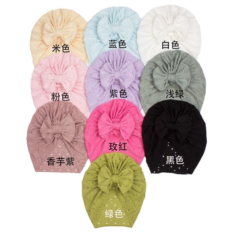 New Baby Jacquard Bow Hat, Children's Breathable Striped Pullover Hat, Baby Hat