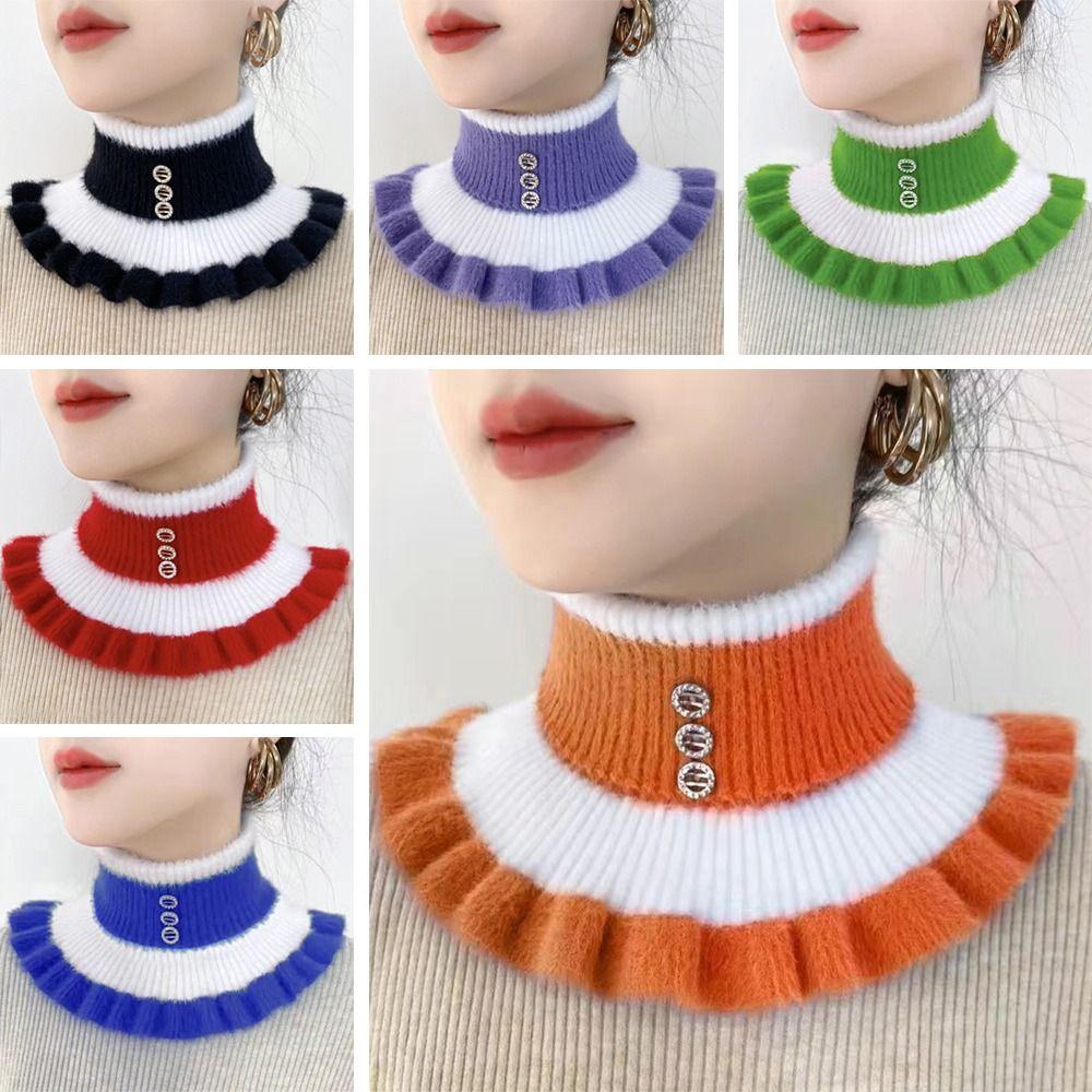 Winter Thick Mink Velvet Ruffle Pullover Warm Scarve Neck Guard Scarf Neck Warmer Fake Collar