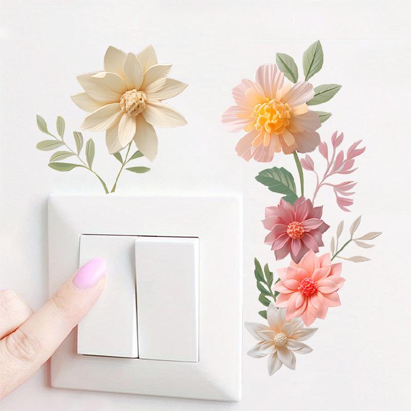 Fresh and Elegant Floral Switch Stickers, Home Wall Decoration Stickers
