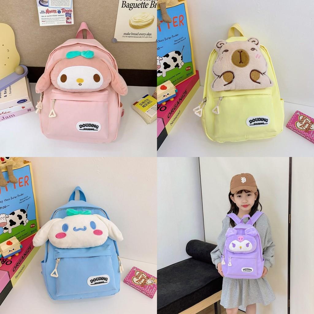 Kuromi Hello Kitty Melody Cinnamoroll Plush Toy Kids Backpack With Breathable Nylon For Kindergarten Children