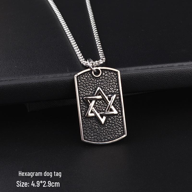 Модная подвеска в виде шестиконечной звезды, ожерелье из титановой стали для мужчин и женщин - хип-хоп стиль, цепочка для свитера, ювелирное изделие.