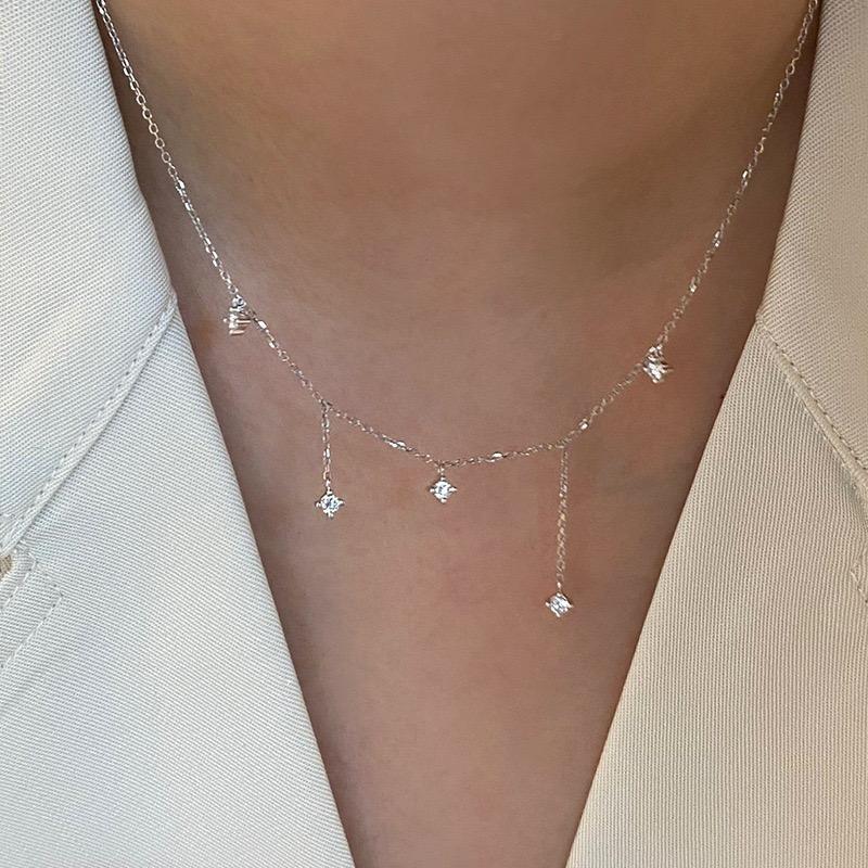 Xiaomi S925 Sterling Silver Necklaces For Women Simple Chain Fashion Minimalist Pendant Necklaces Gold Zircon Birthday Gift