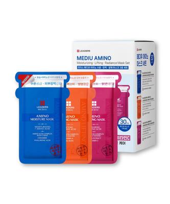 Leaders Cosmetics [30 листов] Маска для лица Mediu Amino Moisture Firming Radiance, набор из 3 штук