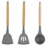 Utensils Set, 3 Pcs Non-Stick Silicone Kitchen Cooking Utensils with Wooden Handle, Kitchen Spatula Cookware Utensils Set, Heat Resistant Silicone