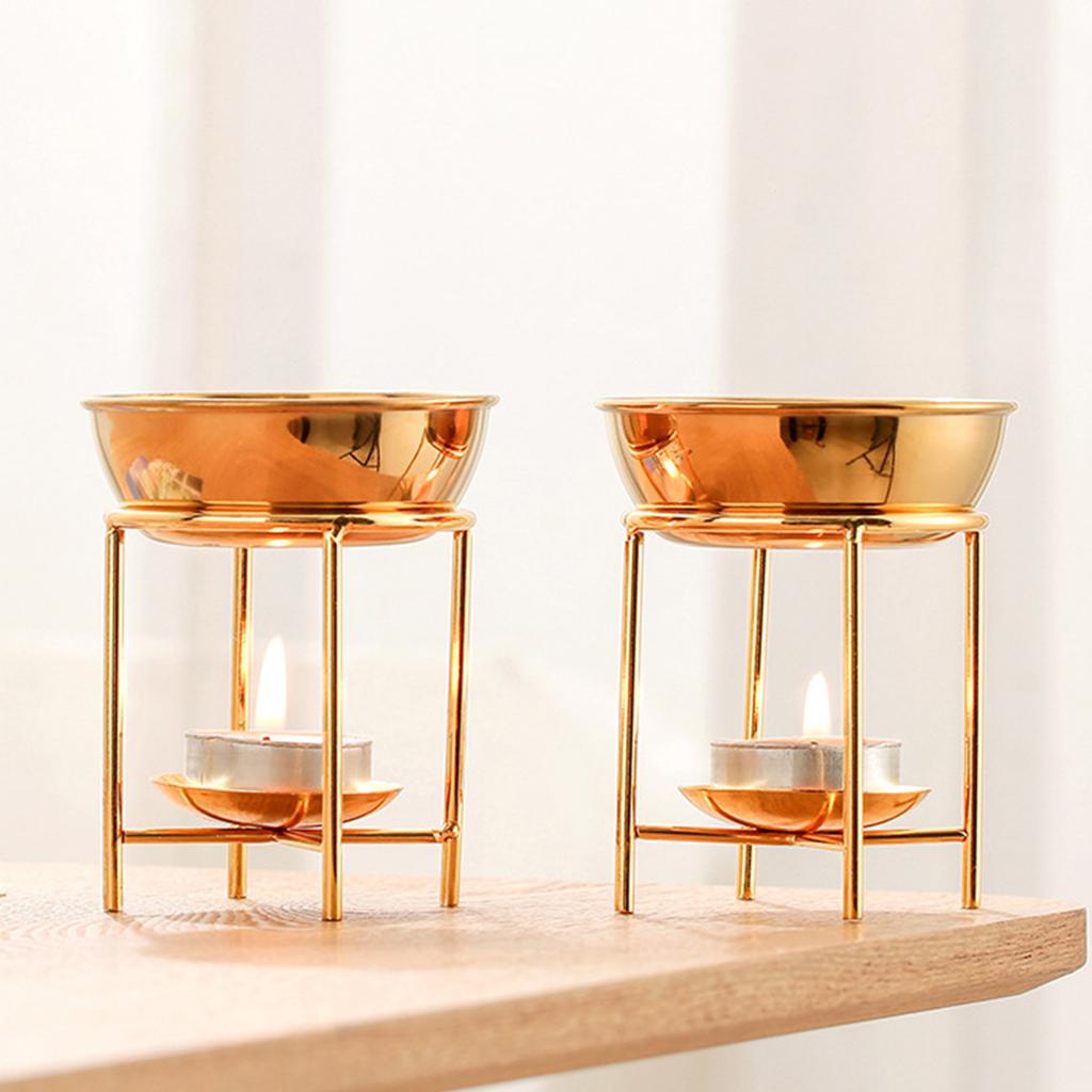 Элегантная металлическая аромалампа для эфирных масел, подсвечник для чайной свечи, просторные ароматерапевтические плавители, диффузор для релаксации