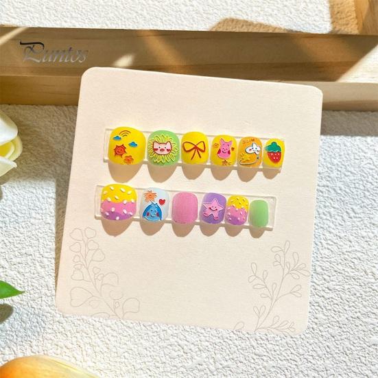 12 шт. детские накладные ногти с героями мультфильмов, милый рождественский тематический узор, тисненый пресс на ногтях, самоклеящиеся накладные ногти, художественное украшение «сделай сам»