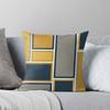 Modular Midcentury Modern Geometric Pattern In Navy Blue, Mustard, Grey, and White Throw Cushions & Pillows Without Core