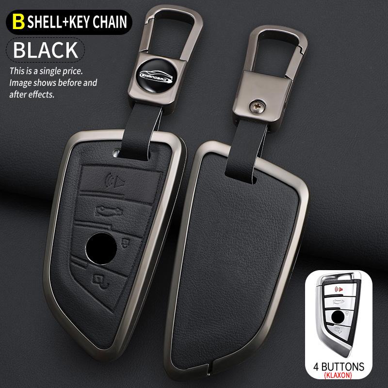 Car Zinc Alloy Leather Key Case Cover For BMW X1 X3 X5 X6 X7 F20 F15 F16 F48 G20 G30 G01 G02 G05 G11 G32 1 3 7 Series Accessorie
