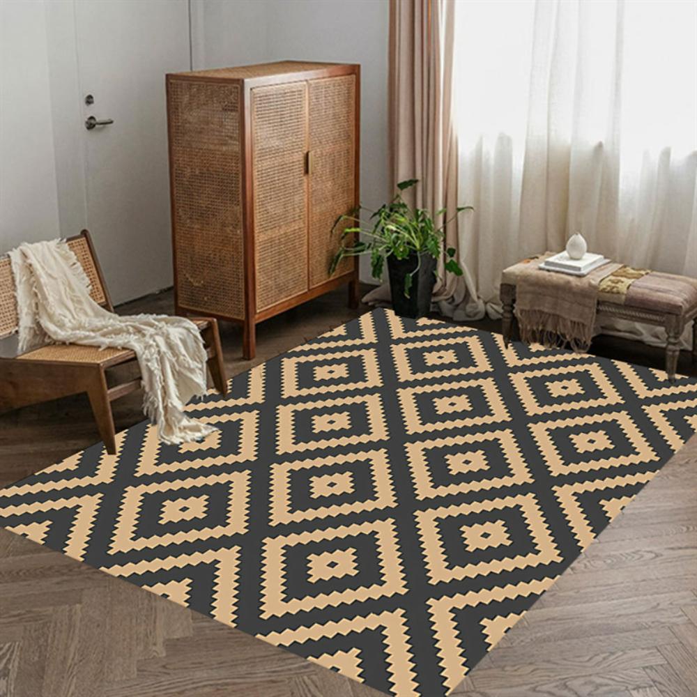 Ретро Геометрический Дизайн Под Дерево Ковер Декор Гостиной Ковер Под Диван Прикроватный Мягкий Ковер Балкон Журнальный Столик Коврик для Пола Придверный Коврик