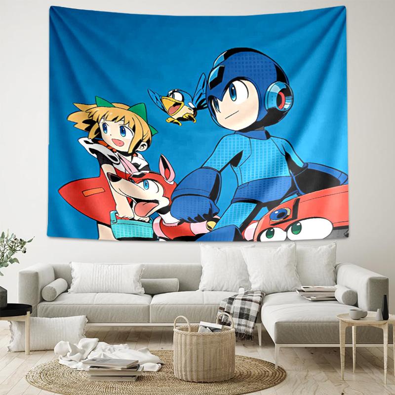 1pc Cartoon Rockman Game Megaman1 Tapestry, Living Room, Bedroom, Office, Party Decor, Ideal Festive Gift