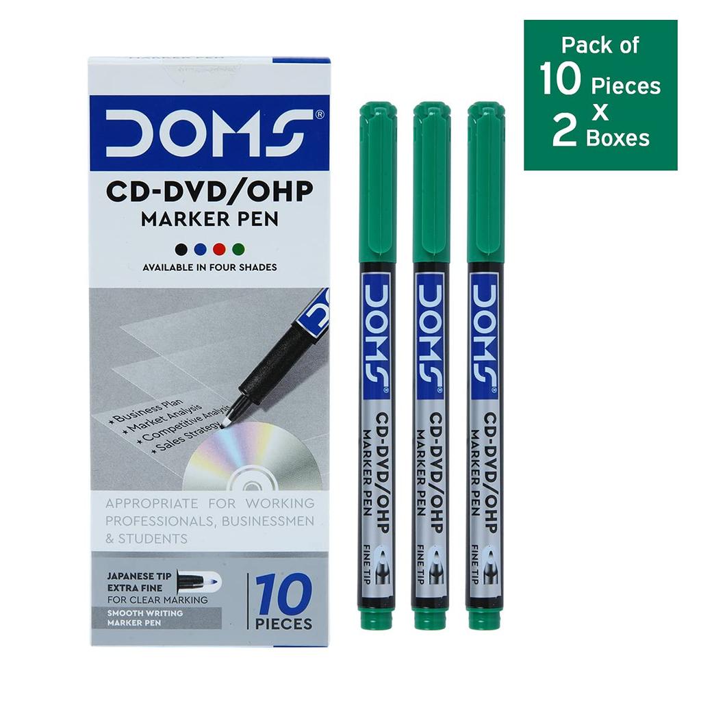 Doms Нетоксичные Маркеры для CD/DVD/OHP Зеленые Упаковка 1 шт. 20 шт. Для Офиса Школы На Разных Поверхностях Письма Маркировки Плавные Чернила