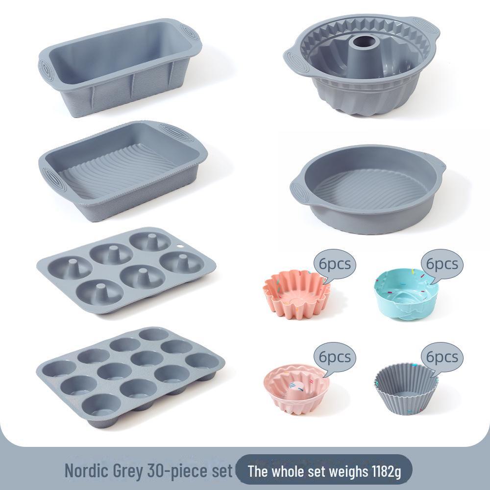 High-Temperature Silicone Baking Set: Square Cake Mold, Toast Tray, Muffin Cup