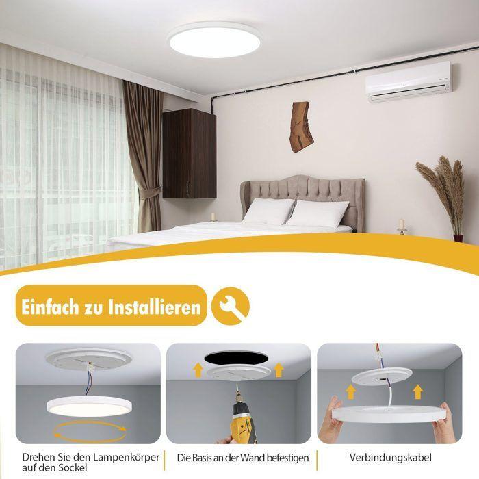 Plafonnier LED - NETTLIFE - Plafonnier plat - Ø27 cm - 24W - IP44