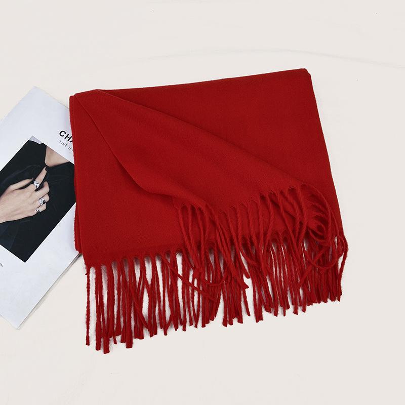 Autumn and Winter New Solid Color Scarf Imitation Cashmere Scarf Women's Warm Shawl Scarf