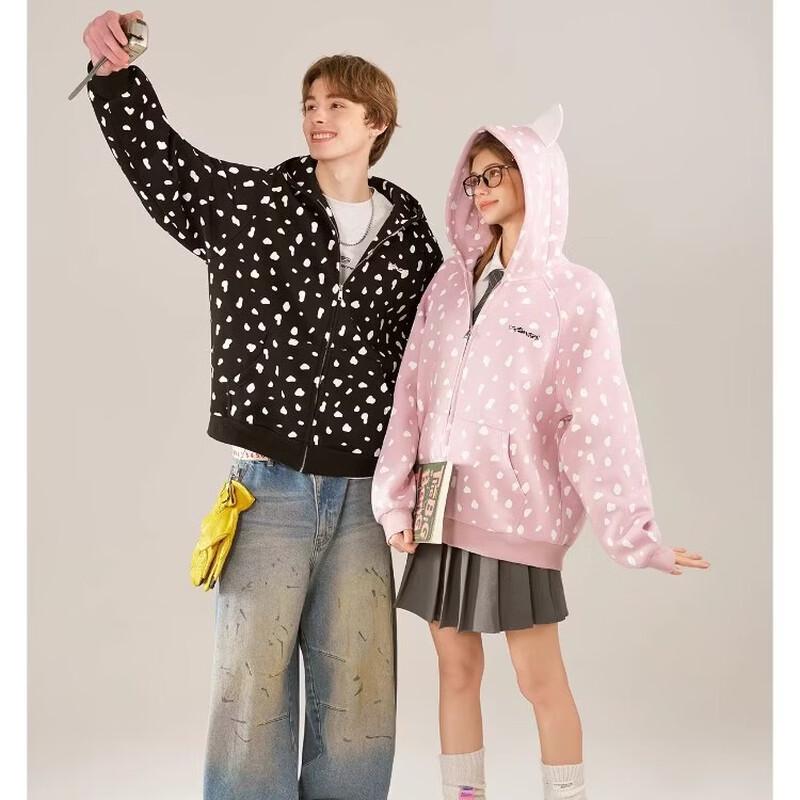 ICH MODE Spotted Full-Print Ear Hoodie Cardigan